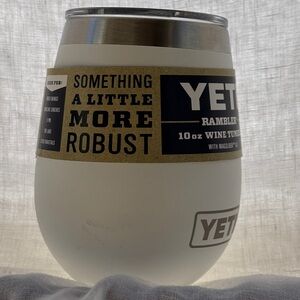Yeti White Rambler 10 oz Wine Tumbler with Gold Label